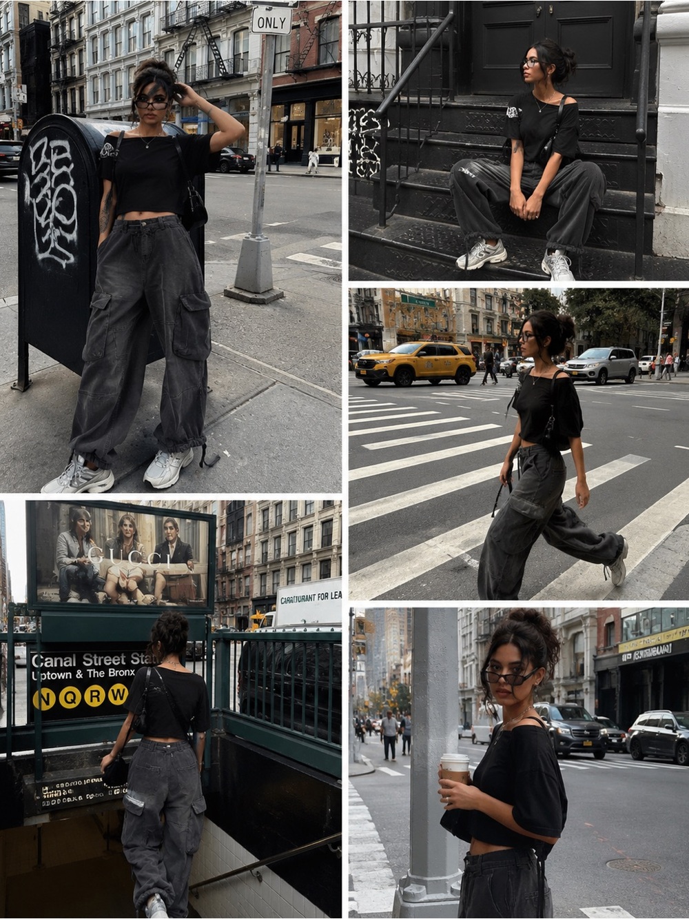 Manière De Voir Washed Black Cargo Utility Jogger Pants Streetwear Size M - Picture 15 of 16